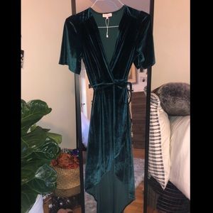 Teal Velvet Wrap Dress